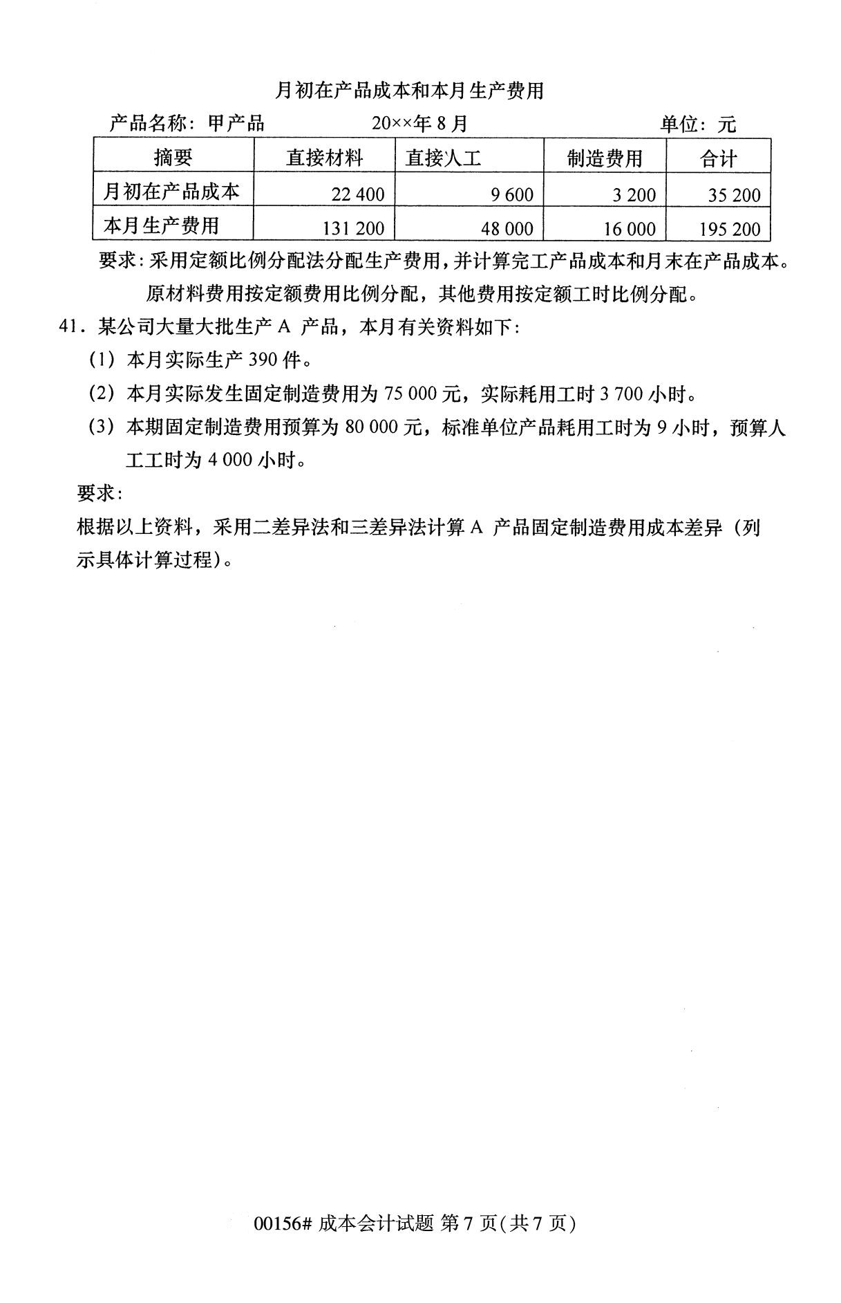 浙江自考歷年真題 自考?？瞥杀緯?00156)6